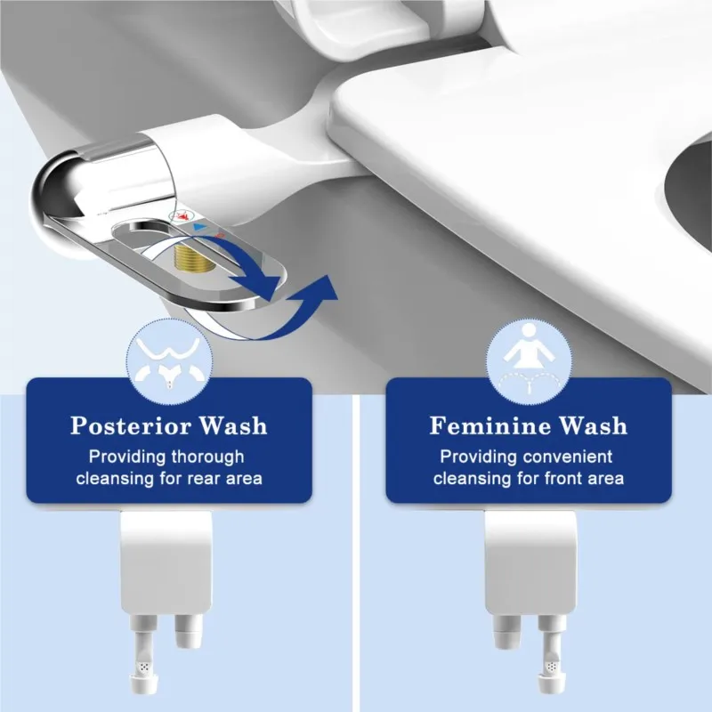 Bidet Accessoriestoilet Bowl Fresh Water Sprayer Dual Nozzle Adjustable Water Pressure Lady's Self-Cleaning Non-Electric Bidet