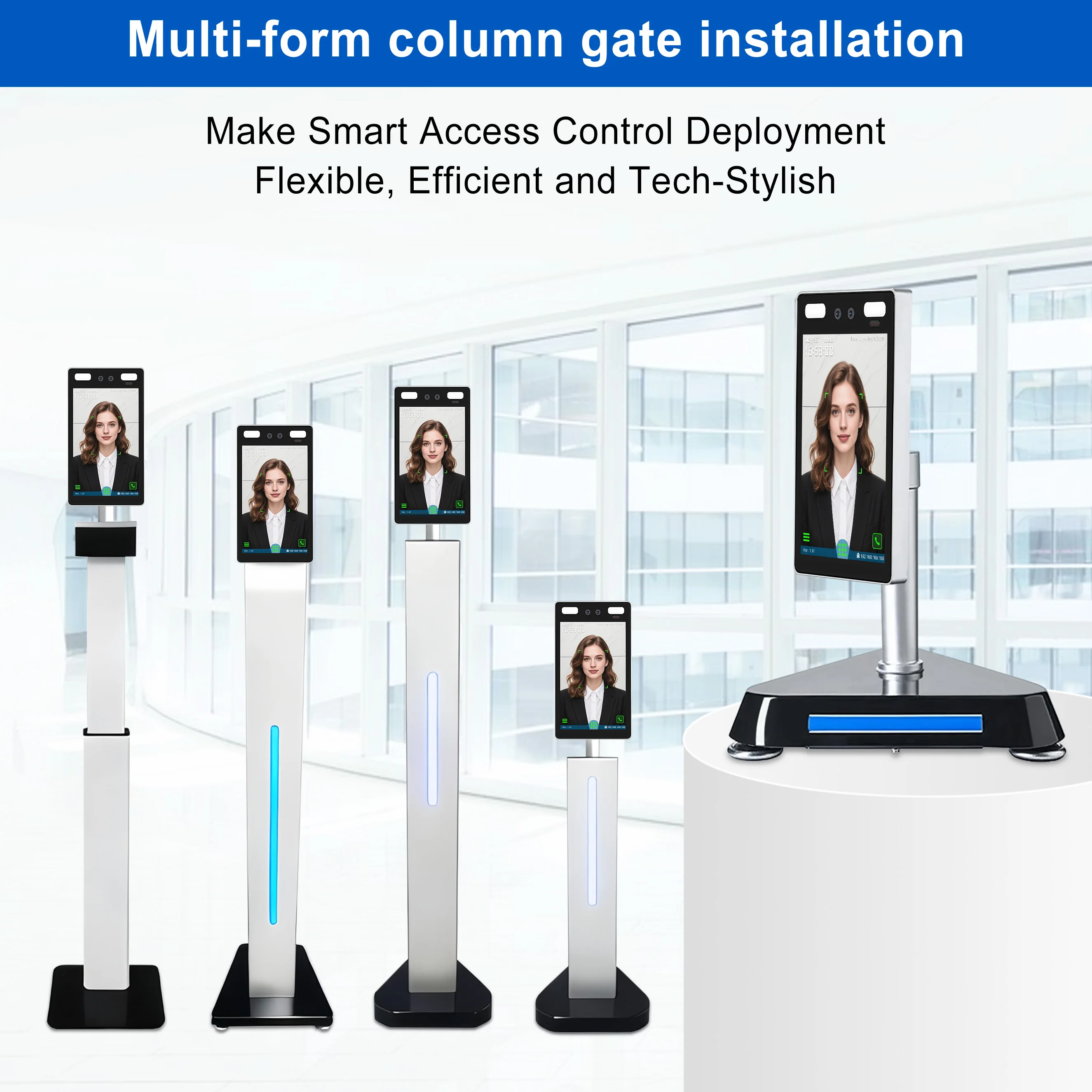 8 인치 RFID 얼굴 인식 액세스 제어 동적 감지 도어 잠금, 시간 출석 기계 무료 소프트웨어 tcp/ip
