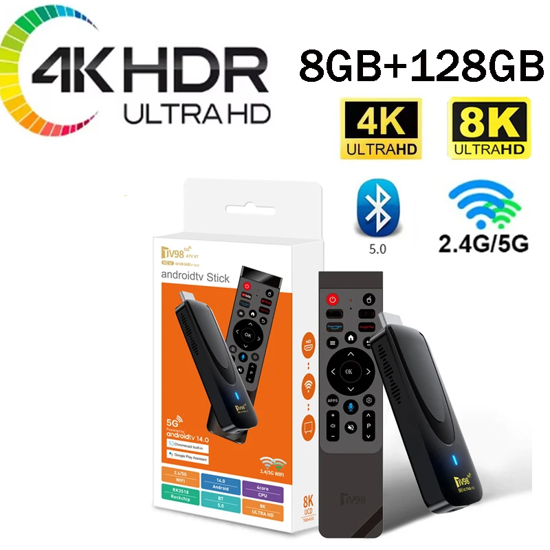 ТВ-приставка TV98 ATV X7 на Android 14 с Rockchip RK3518, четырехъядерным процессором, Wi-Fi 5G/4G, 8 ГБ ОЗУ, 128 ГБ ПЗУ, Smart IPTV медиаплеер, аналог MX10 F3