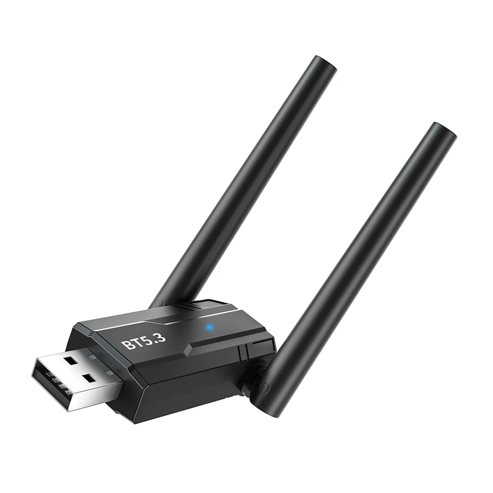 Portable Dual Antenna USB Adapter Dongle Bluetooth-Compatible 5.3 Audio Music Receiver Transmitter for Computer Speaker Mouse