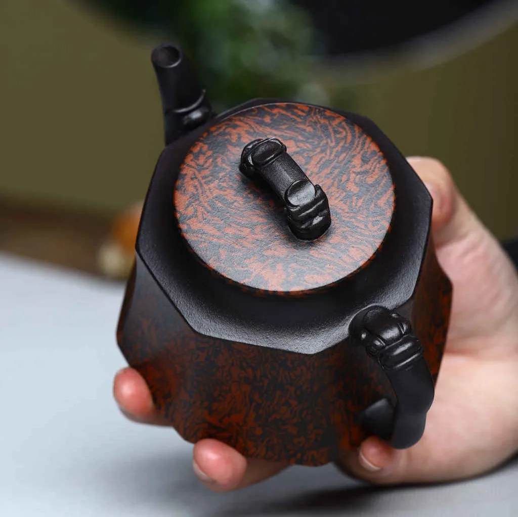 Eight-Sided Exquisite Yixing Purple Clay Set Collectible Utensil Tea Brewing Pot Ceramic Ware Traditional Craftsmanship Ori