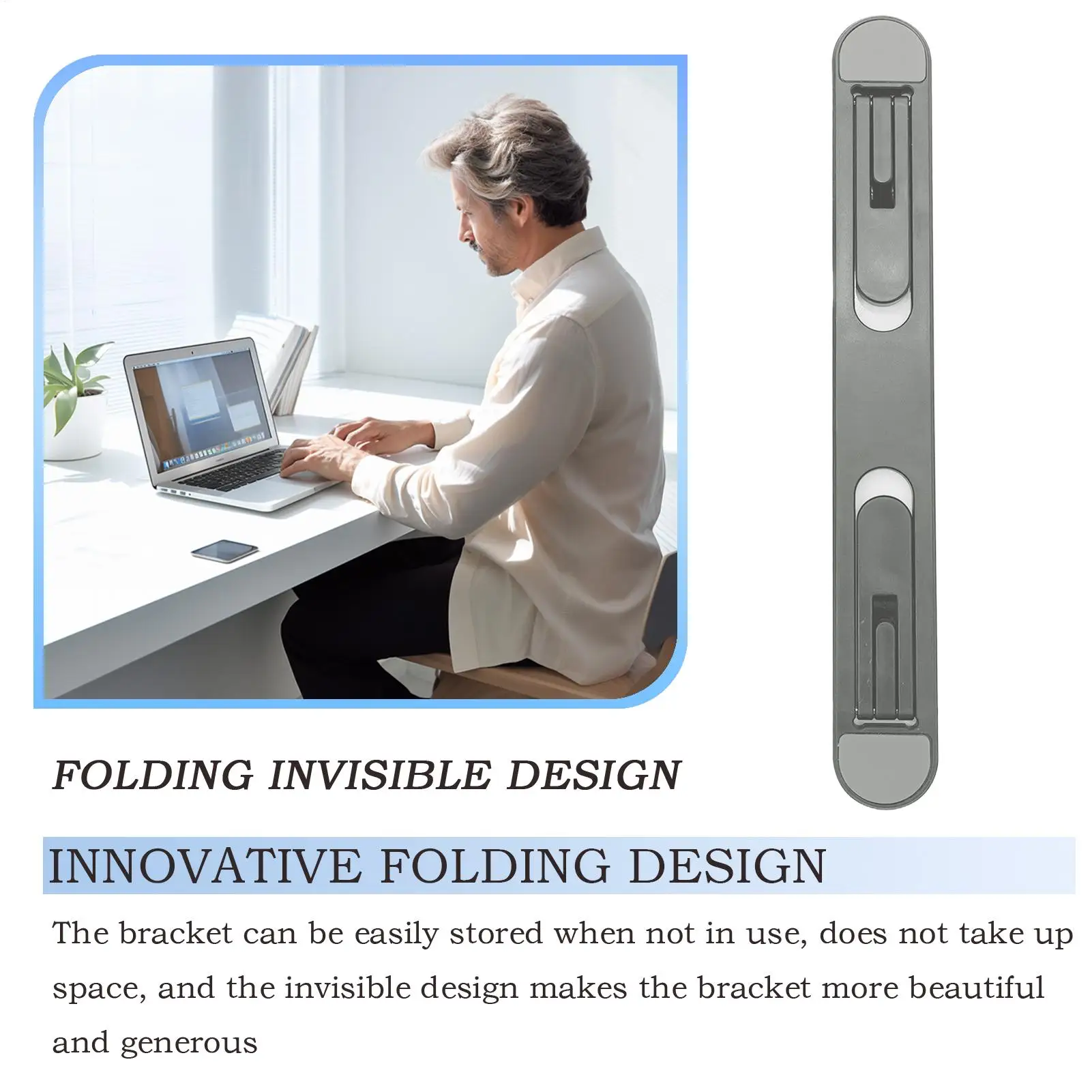 Универсальная подставка для ноутбука, складное крепление для компьютерного стола, 2, регулируемая по высоте подставка для ноутбука, невидимая настольная подставка для монитора