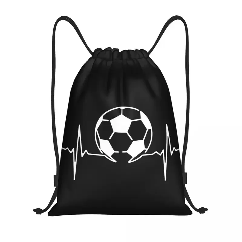 

My Heart Beats For Soccer Drawstring Backpack Sports Gym Bag for Men Women Training Sackpack