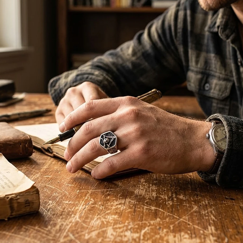 St-Delan Masonic Skull Ring for Men 21mm Stainless Steel G Freemason Signet Ring Vintage Biker Punk Jewelry Anillos Hombre