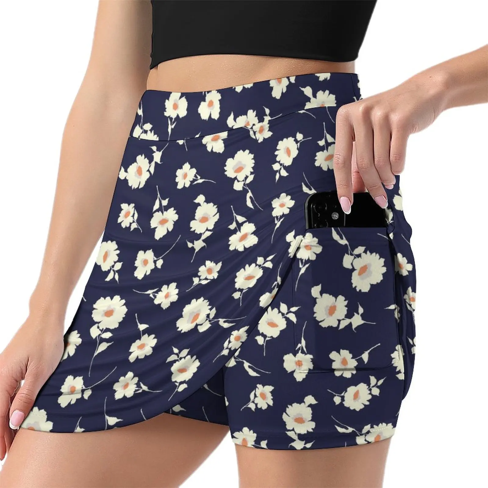 Cute Daisies Print Skirt Female Floral Blossom Retro Mini Skirts High Waist Custom Street Wear Casual Skirt Big Size 2XL 3XL