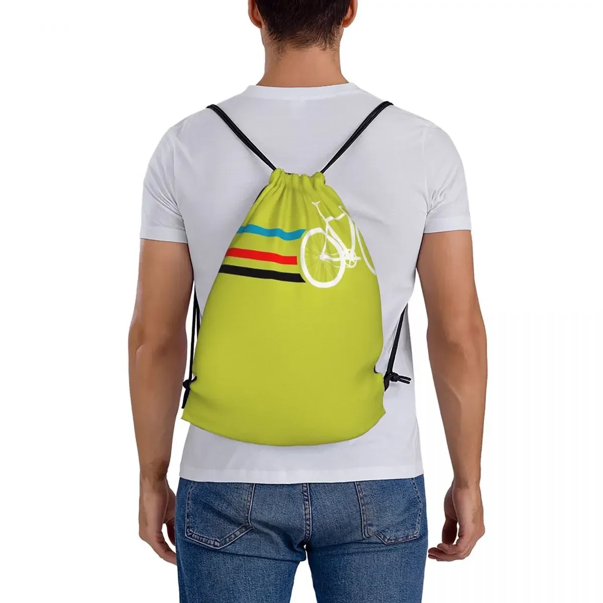 Sacos de cordão portáteis multifuncionais, mochila de listras de bicicleta, saco de bolso para homens e mulheres, estudante