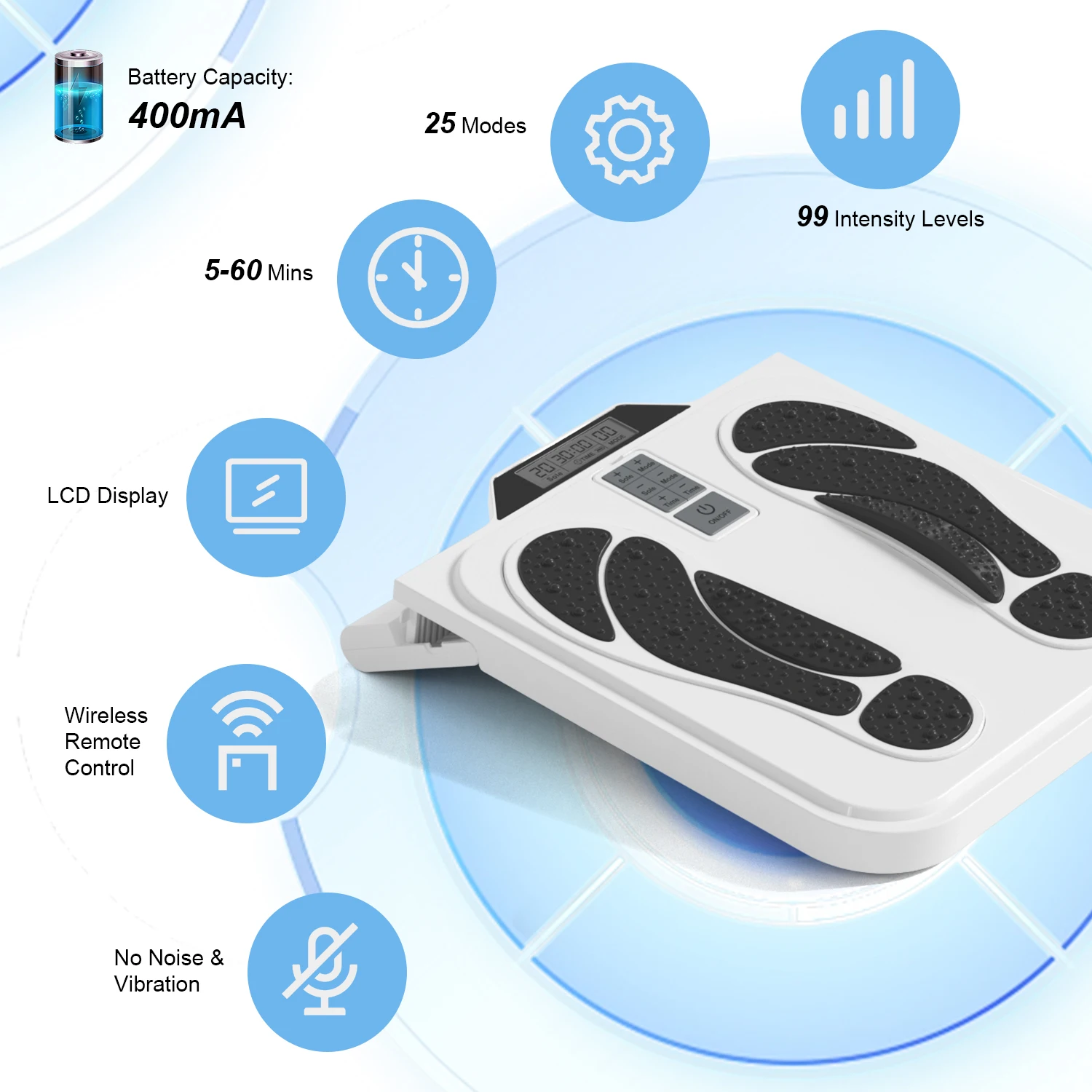 Electric Foot Massager EMS & TENS Foot Circulation Devices - Boosting Circulation, Alleviate Pain and Aching Feet, Legs, Ankles