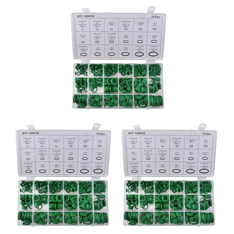 1590Pcs Car R134A Car O-Ring Repair Automotive Air Conditioning Repair Rubber Sealant Box Set