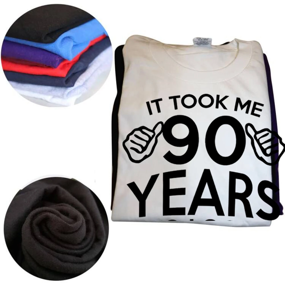 T-Shirt zum 90. Geburtstag mit Aufschrift „It Took Me 90 Years", kurzärmelig, Geburtstagsgeschenke, Herrenbekleidung, modisch, lässig, locker, übergroßes T-Shirt – Detail 3