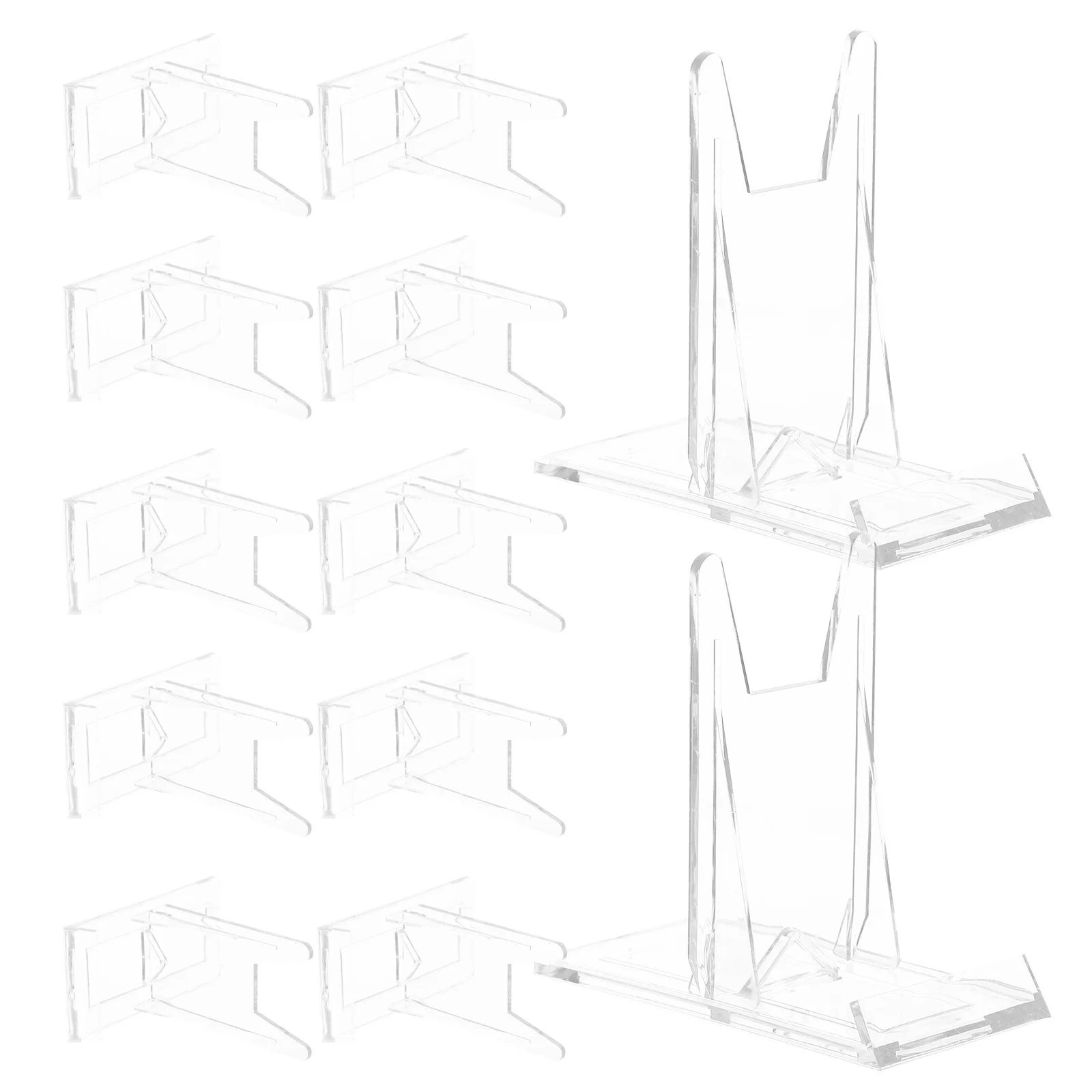

12Pcs Clear Adjustable Picture Frame Stands Rectangular Base Display Racks for Wedding Sign Birthday Tabletop Hold Purse Display