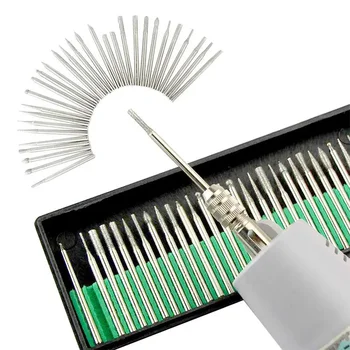 30 pièces 2.35/3.0mm tige diamant meulage bavure aiguille Point gravure sculpture polissage verre Jade pierre foret ensemble d'outils rotatifs