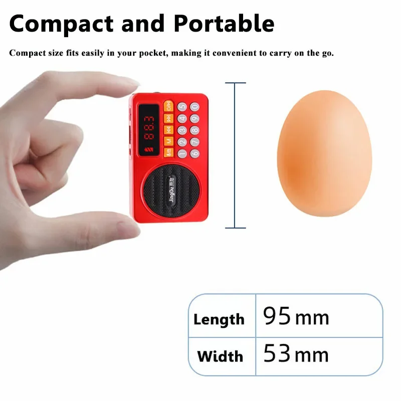 Portable Mini Pocket Digital FM Radio HD LCD Display Receiver Wireless BluetoothSpeaker Voice Recorder USBTF Card MP3 Music Play