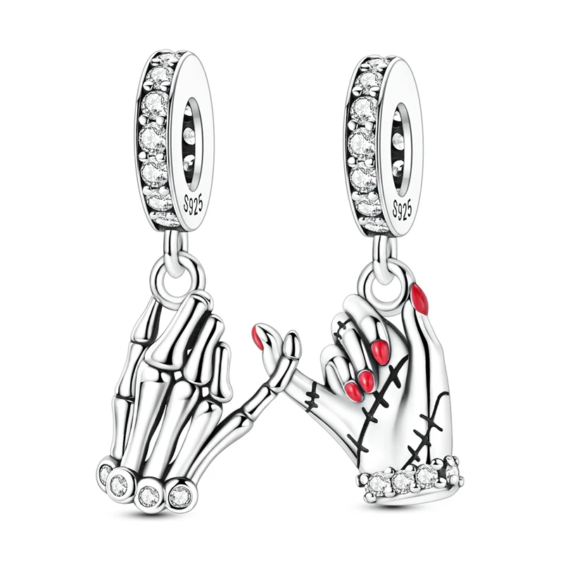 

925 Sterling Silver Charms Bead CZ Zircon Finger-crossing Dangle Fit Original Bracelet DIY Women Jewelry Gift