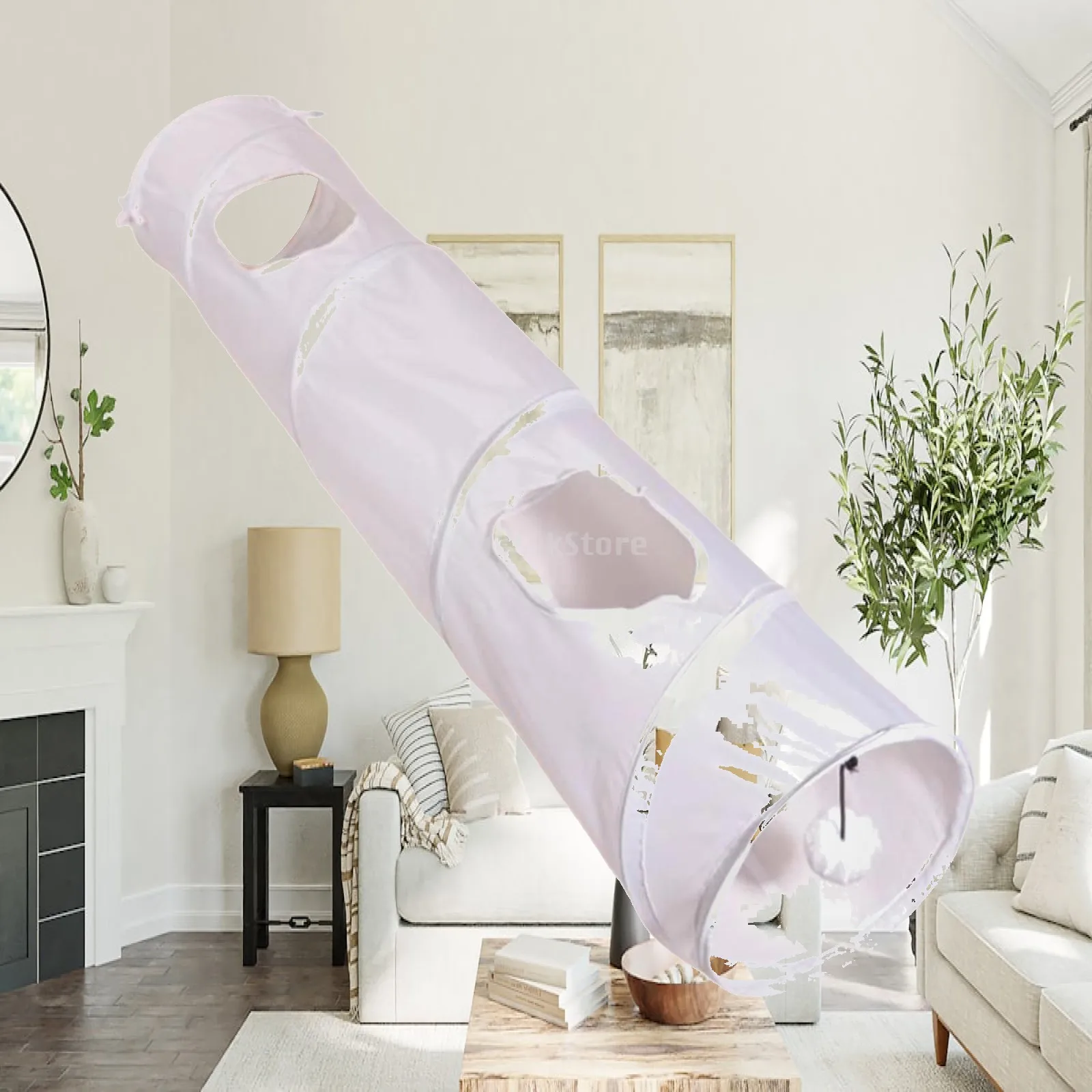 Tunnel de jeu pour chatons avec balle, tube pliable pour chats d'intérieur, tunnel d'activité interactif pour animaux de compagnie, pour s'amuser