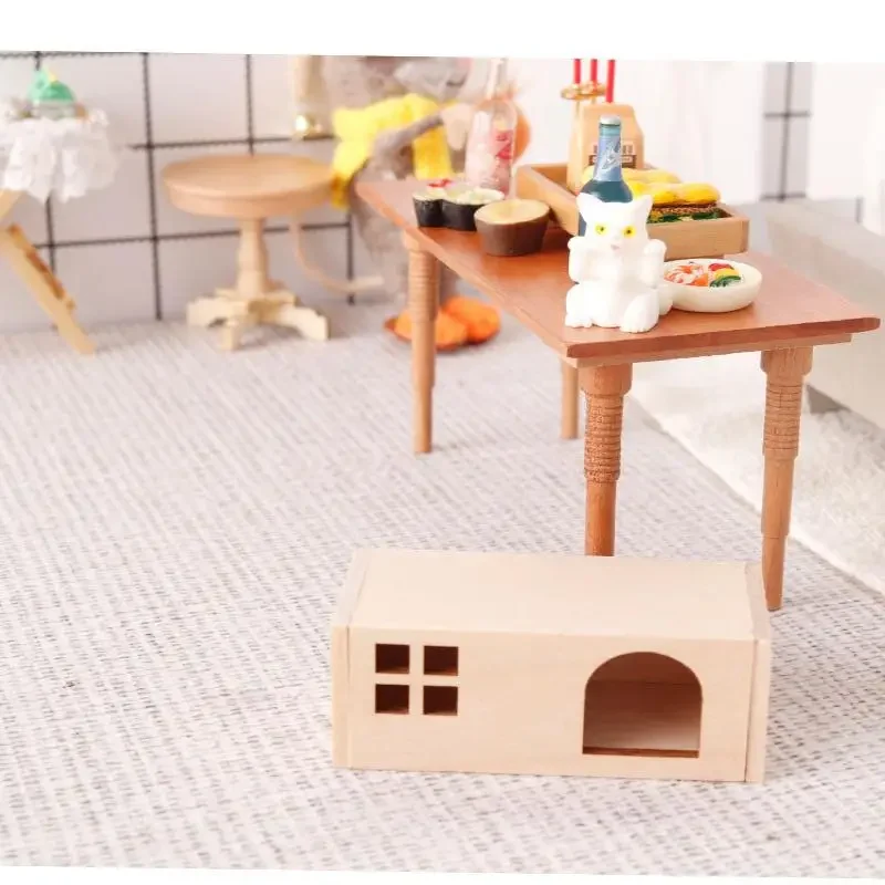 1 Set 1:12 Dollhouse Miniature Kennel Pet House Cat And Dog Ornament Furniture Model Accessories For Doll House Decor Toys Gift