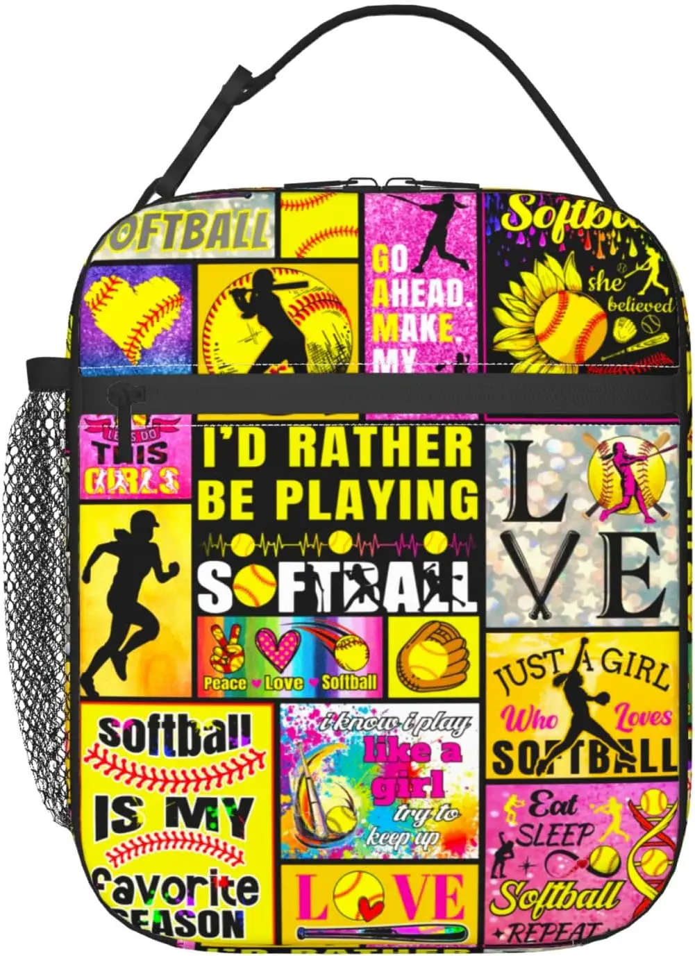 Softball Ball Lunch Box for Women Girls Kids Teens Insulated Lunch Bag Reusable Portable Lunch Box Tote Gifts for Work Picnic