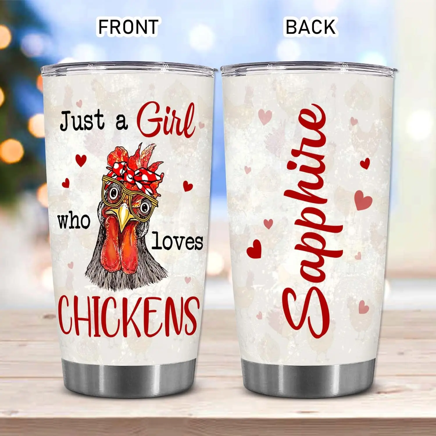 Personalized Chicken Gifts For Women Customized Chicken Stainless Steel Tumblers with Lid Just A Girl Who Love Chicken Gifts