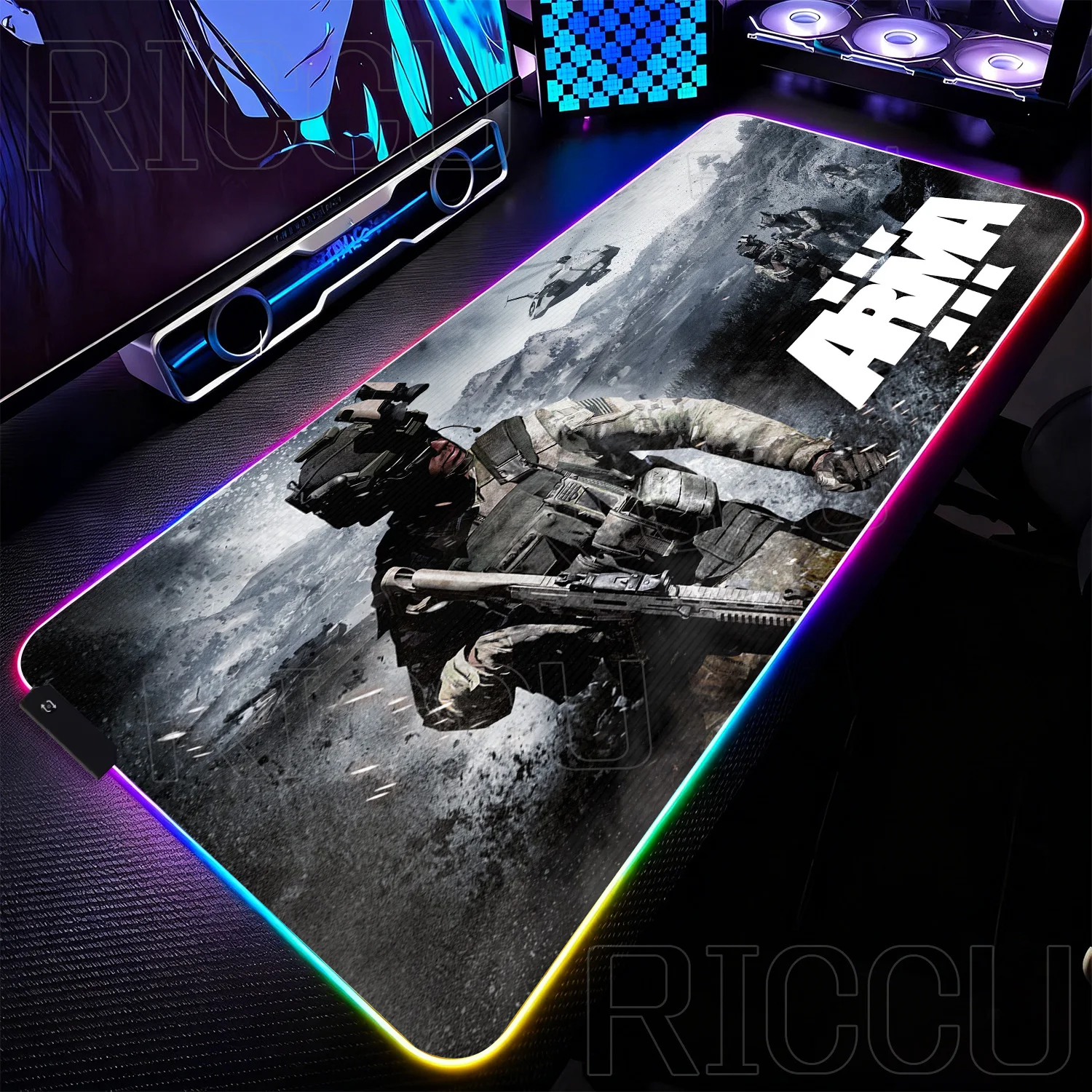 

RGB FPS shooting Game A-ArmA Armed Assault Mouse Pad Gaming Mousepad Large XXL LED Desk Mat Gamer Carpet PC accessories carpet