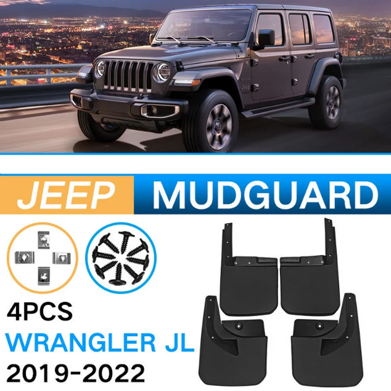 Tonlinker Car Mudguard For JEEP Wrangler JL 2019-2022 Front Rear Mud Flaps Mudguards Splash Guards Fender Mudflaps Accessories