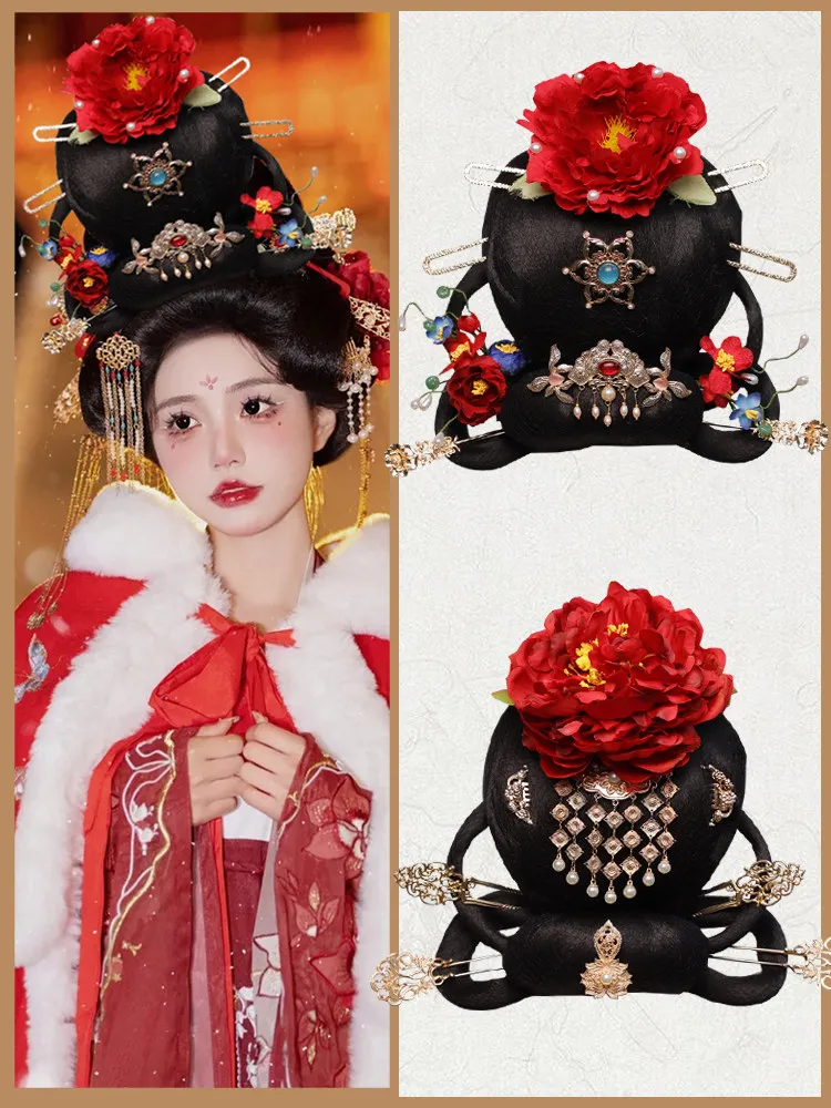 Ancient Costume Hanfu Wig Bun One-piece Tang Dynasty Furong Bun Tang Style Noble Concubine Empress Style Hair Pad Bun Hair