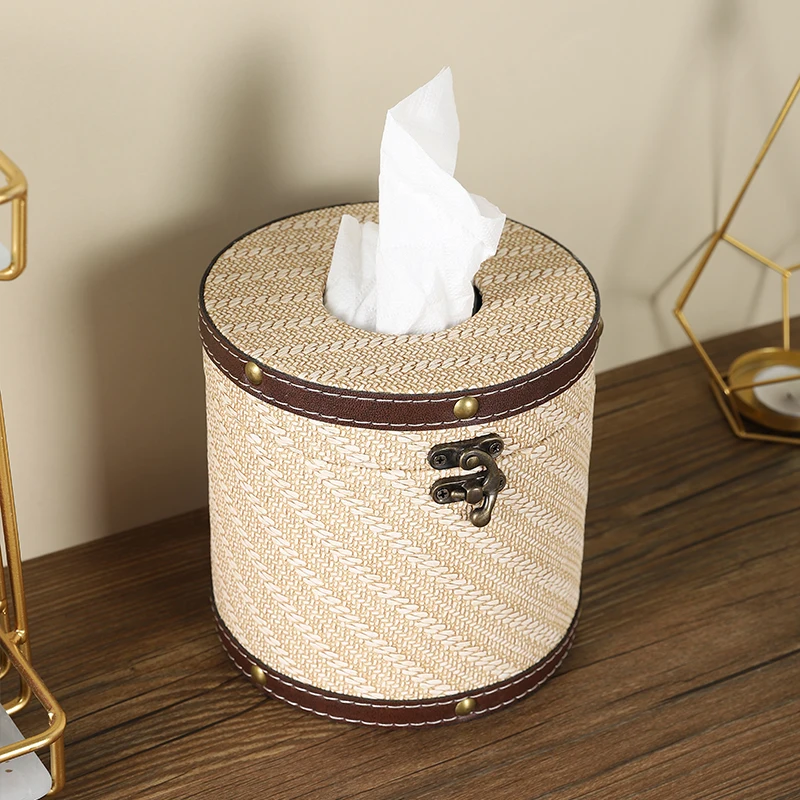

High End Luxury Leather Tissue Box Bedroom Living Room High-end Feeling Dining Table Cardboard Box
