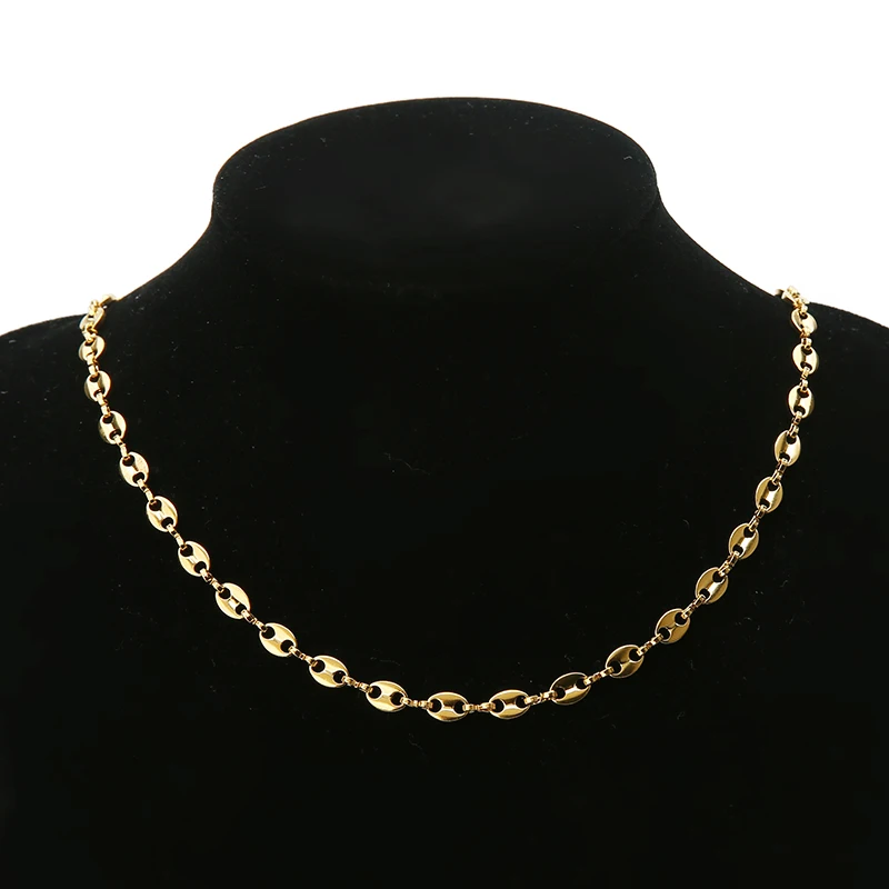 1Meter Stainless Steel Gold Coffee Bean Chain Necklaces Pig Nose Chains Punk Hip Hop Bracelets Chains DIY Jewelry Handmade Craft