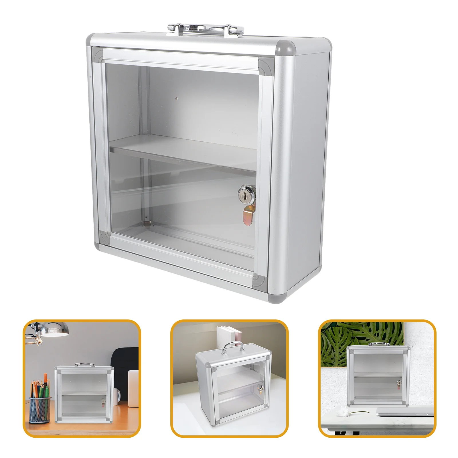 صندوق دواء معلق على الحائط، حاوية تخزين معدنية قابلة للقفل، سعة كبيرة مع مقبض لطب الإسعافات الأولية في المكتب المنزلي #5