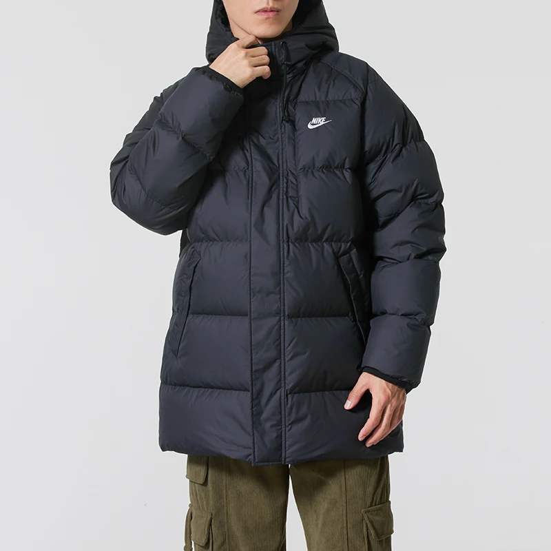 Nike Men's Winter Trendy Versatile Sportswear Windproof Warm Comfortable Cotton down Simple Hooded down Jacket Ib2974-010