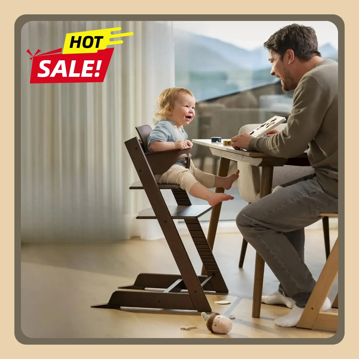 Tripp Trapp High Chair 2 con Arnés Removible para Niños - Incluye Silla + Conjunto Bebé Fjord Juego Mesa y Sillas Azul
