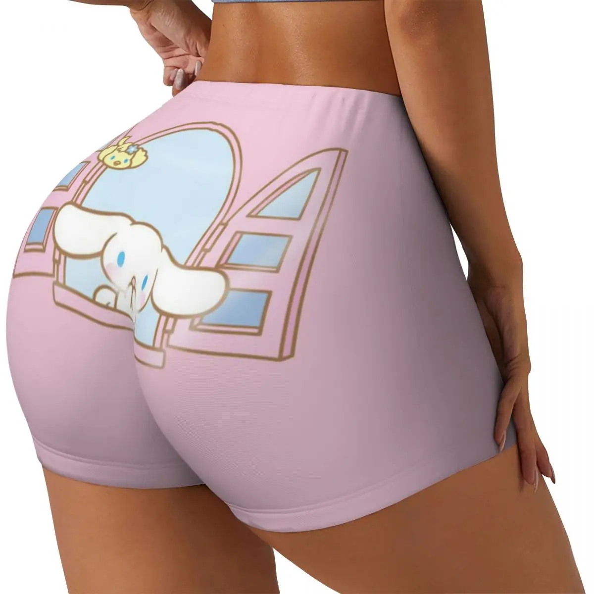 Custom Cinnamoroll Kawaii Biker Running Workout Shorts Women Gym Athletic Yoga Shorts