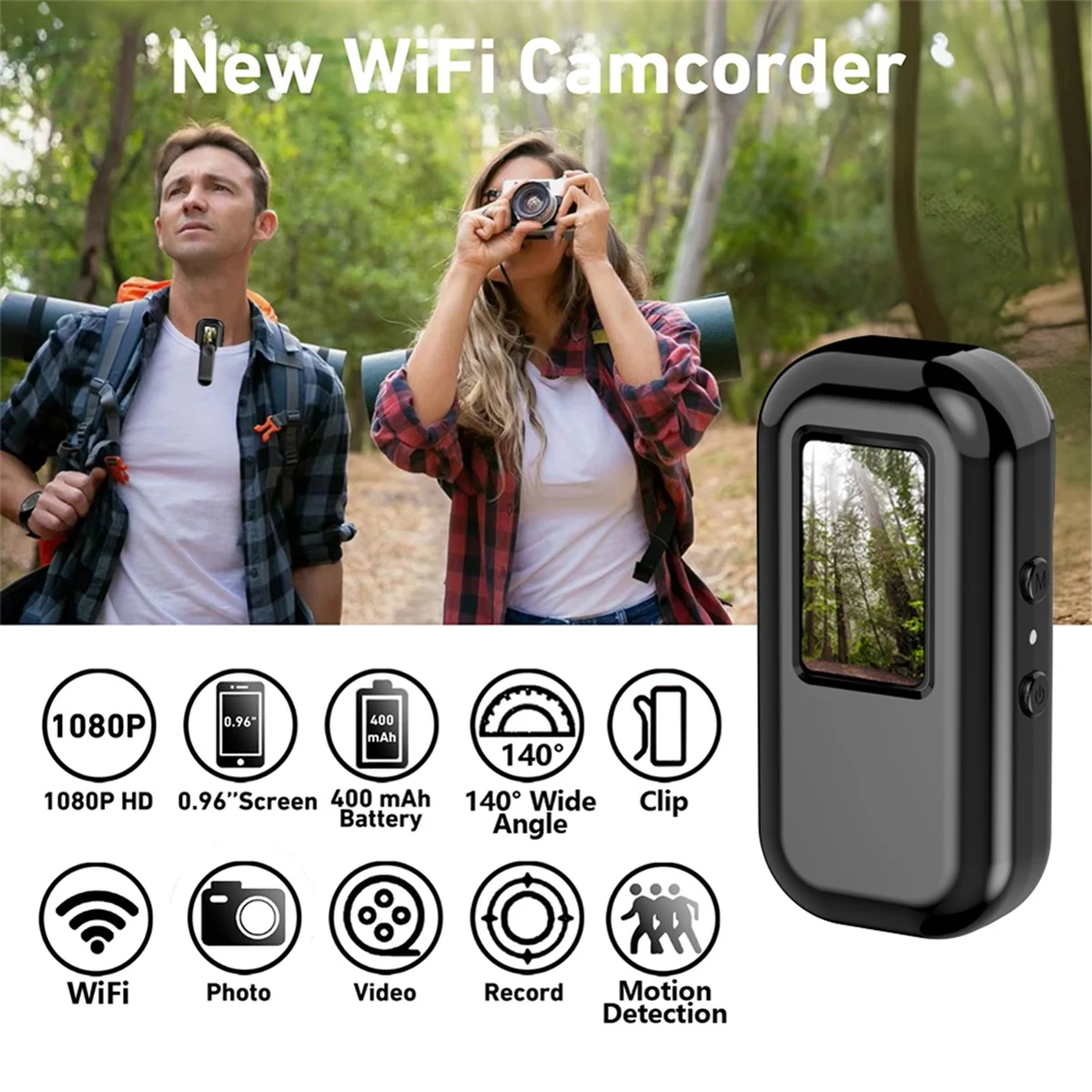 A24P 1080P WiFi caméra de poche Portable caméra corporelle Sport DV caméra d'action avec écran enregistrement vidéo caméra de poche pince arrière