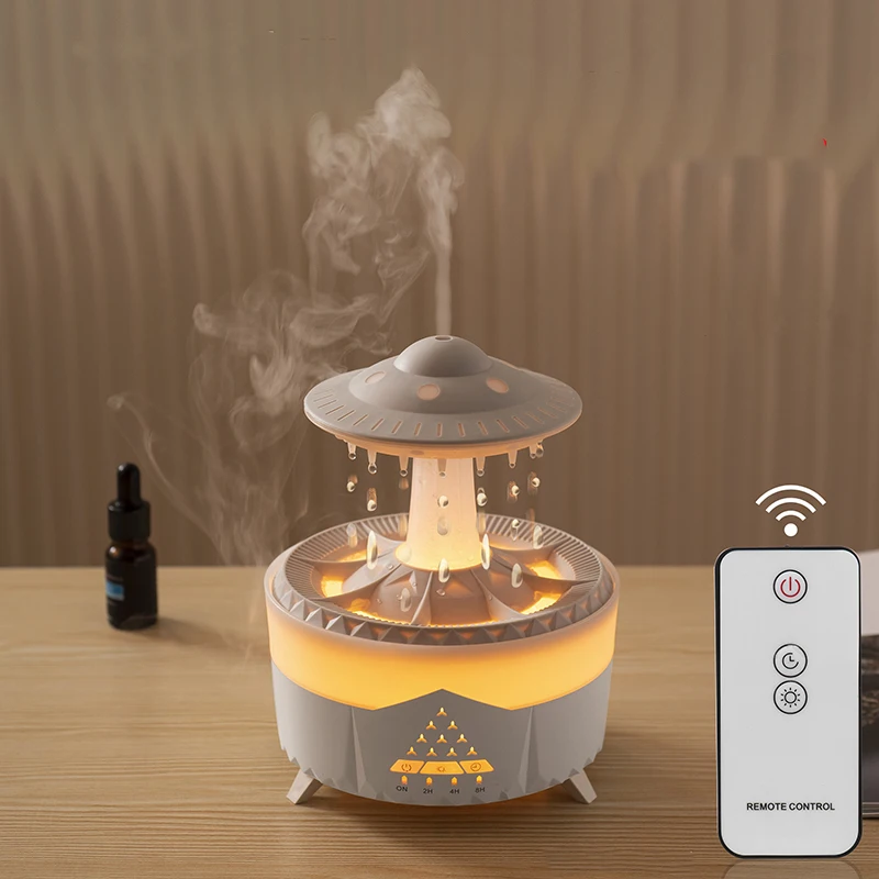 Hot sell UFO Humidifier Rain Fall Fogger 7 Color Lights Raindrop Aroma Essential Oil Humidifier Rain Cloud Diffuser