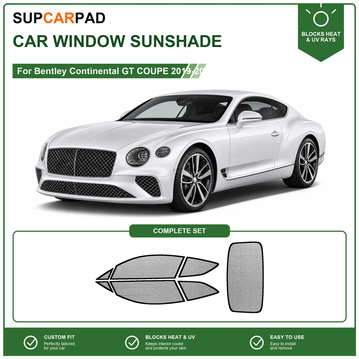 For Bentley Continental GT COUPE 2019-2024 Full Set Car Window Sunshades UV Block Privacy Heat Insulated Foldable Car Curtain
