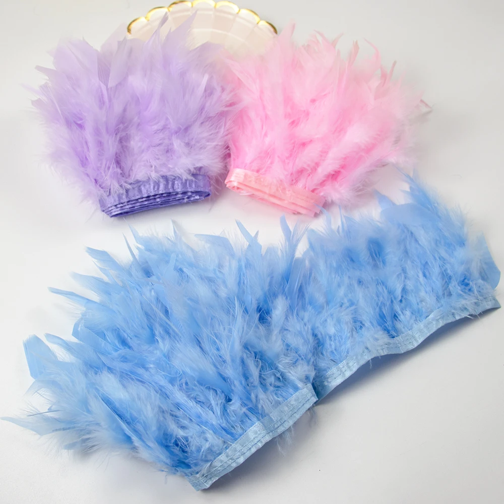 

1M 5M 10Meters Fluffy Turkey Feathers Trim Fringe for Wedding Dress Accessories Sewing Decoration Plume Crafts Wholesale