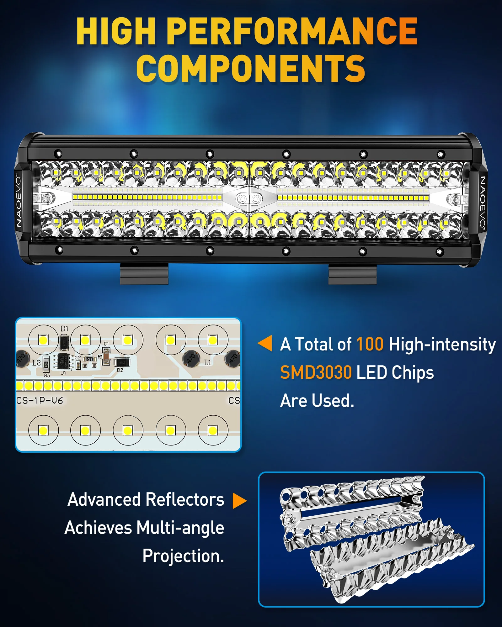 NAOEVO 12 Inch Car LED Light Offroad 4x4 Spotlights Fog Lamp WorkLight LED Bar For Truck Tractor Boat motorcycle Headlights
