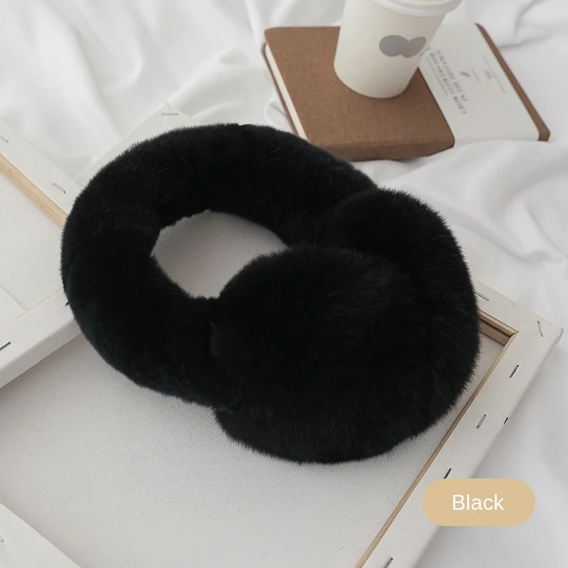 1Color Real Rabbit Fur Soft Plush Ear Warmer Winter Accessories Warm Ear Muffs Earmuffs For Women Men Fashion Earflap Ears Cover