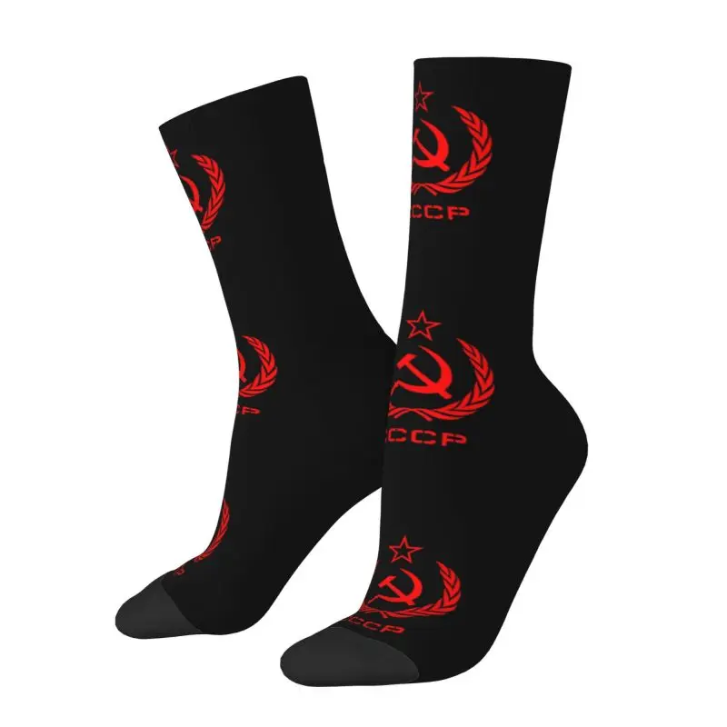 Russian USSR Soviet Union Hammer And Sickle CCCP Communist Men Crew Socks Unisex Funny Spring Summer Autumn Winter Dress Socks