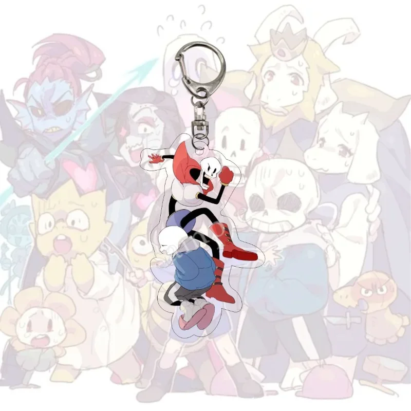 Anime Cosplay Accessories Undertale Sans Flowey Papyrus Asriel Frisk Keychain Game Key Chain Pendant Cartoon Badge Xmas Gifts