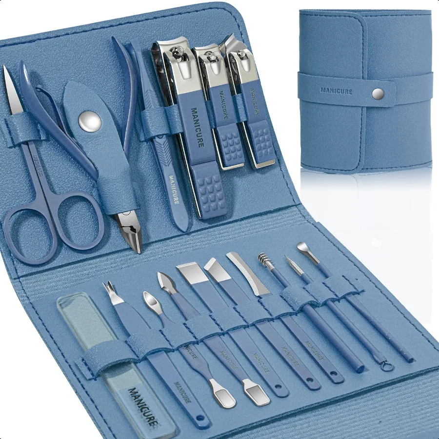 

Manicure Set Profional Nail Clippers Pedicure Kit 16 pcs Stainl Steel Nail Care Tools Grooming Kit with Luxurious Travel Leathe