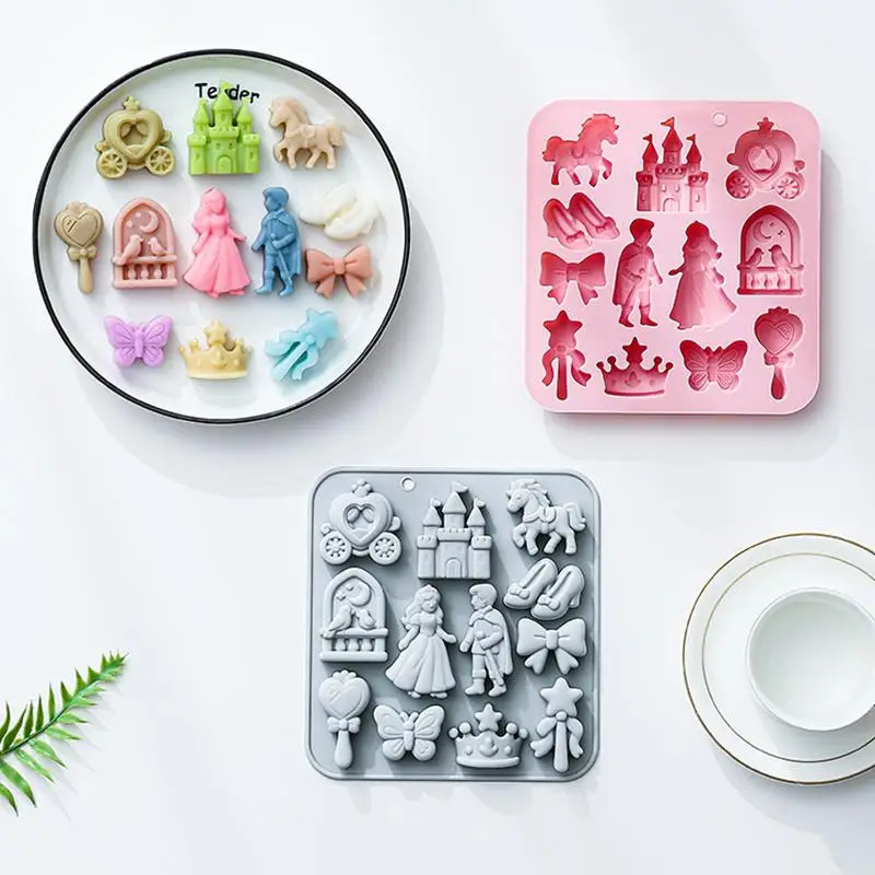 12‑Cavity 3D Prince Princess Silicone Mold for Cake Candy Chocolate Decor view 2