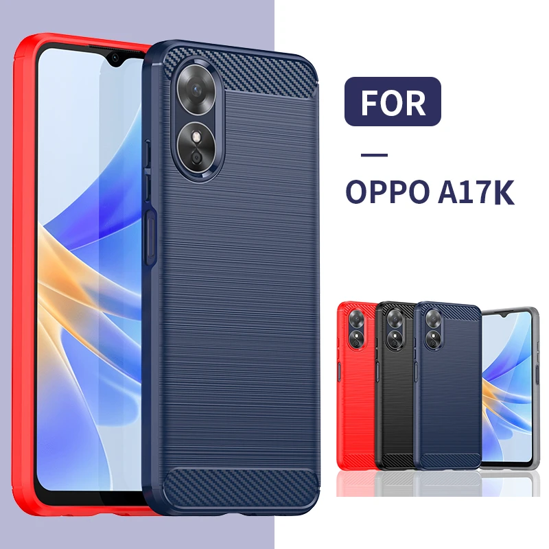 For OPPO A17K Case OPPO A17K Capas Phone Bumper Back Shockproof Soft TPU Carbon Fiber Case Fundas For OPPO A17 A 17 A17K Cover