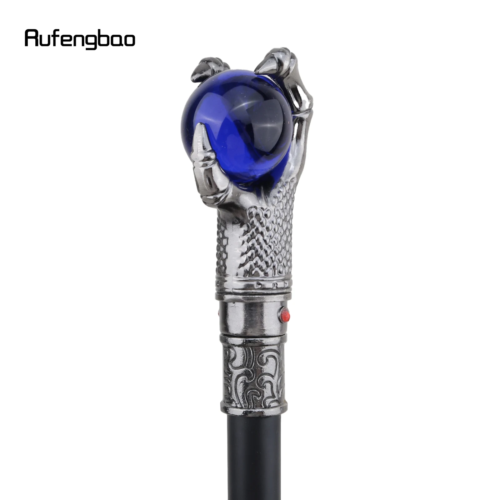 Silver Dragon Claw Grasp Blue Glass Ball Walking Cane Fashion Decorative Walking Stick Gentleman Elegant Cosplay  Crosier 93cm