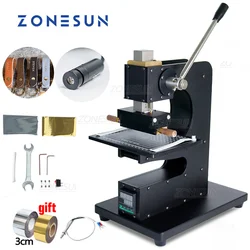 ZONESUN Manual Leather Wood Wallet Hot Foil Stamping Machine Heat Press Machine Presses Tool with Infrared Locator