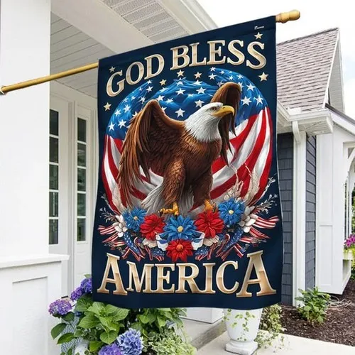 God Bless America Flag – Bald Eagle Patriotic Outdoor Yard Decoration RRM LLP LLX