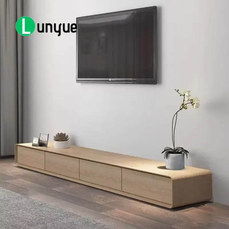 Modern Nordic Style Large TV Cabinet and Coffee Table Combination Wood Panel Furniture for Living Room Bedroom Home Storage