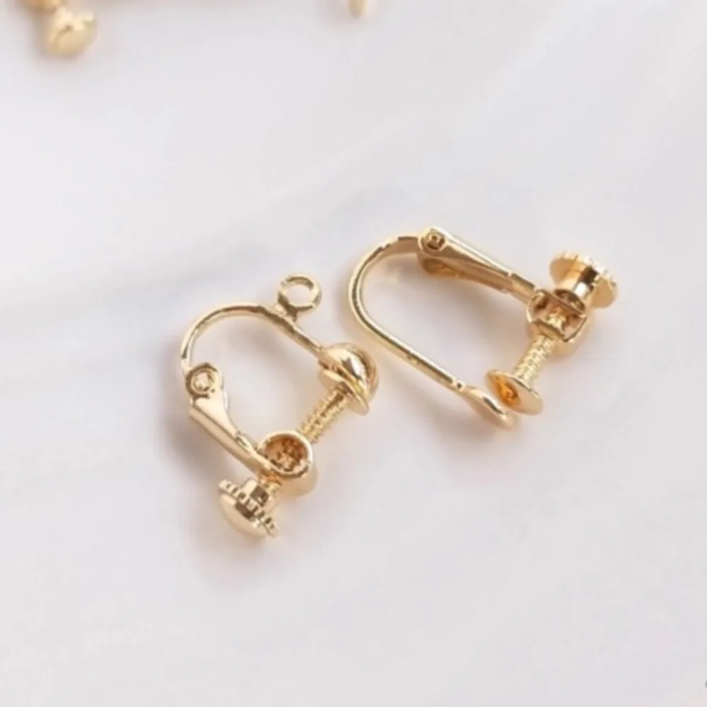 

Медные зажимы для ушей золото 14 карат, простые в использовании, без пирсинга ушей, носимые винтовые зажимы, серьги, материал для сережек ручной работы «сделай сам»