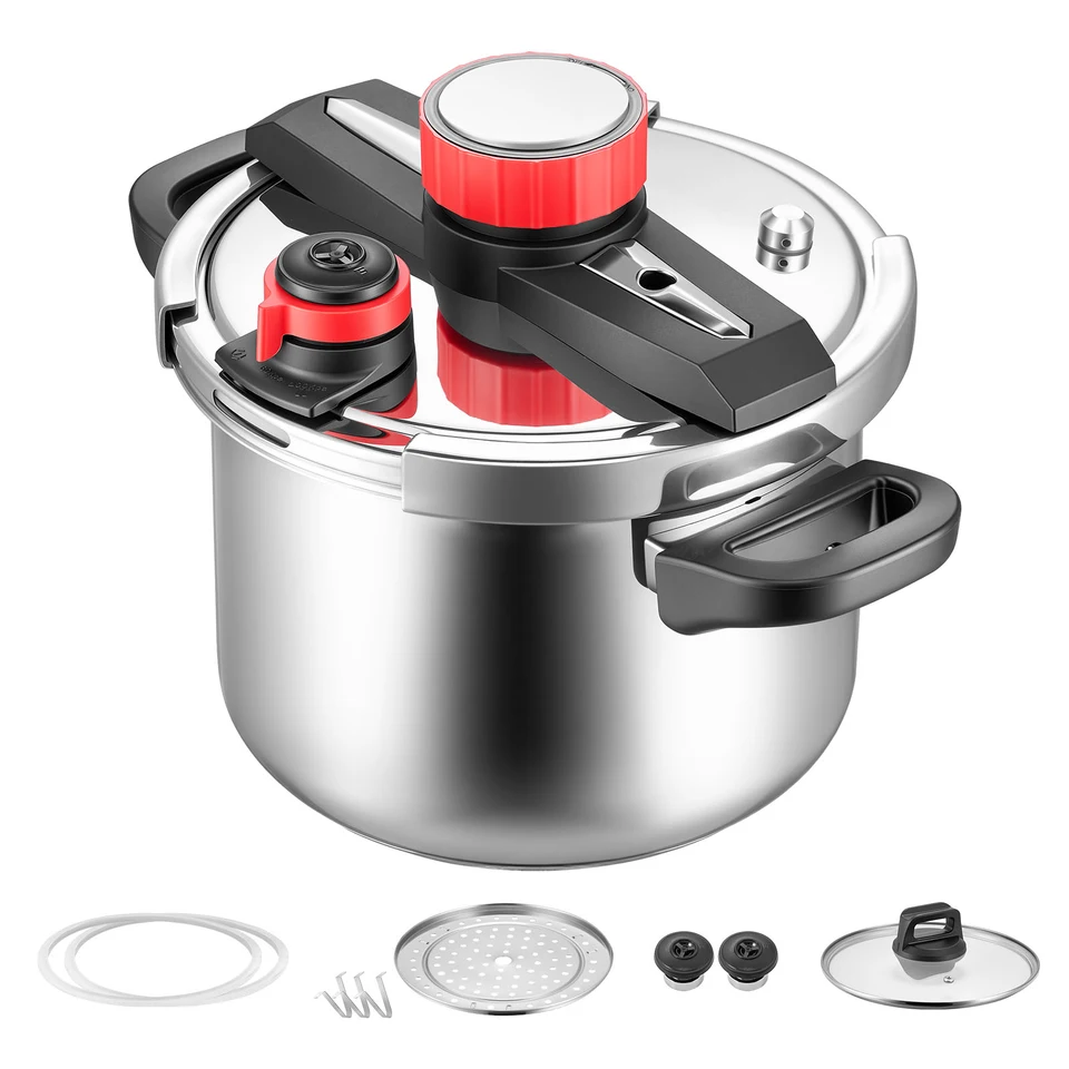 Stainless Steel Pressure Cooker with Steaming Rack