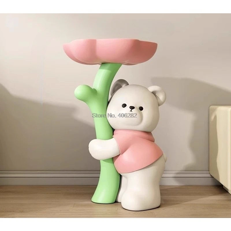 Large Bouquet Bear Coffee Table High-end Floor Sculpture Sofa Side Table Living Room Home Decor