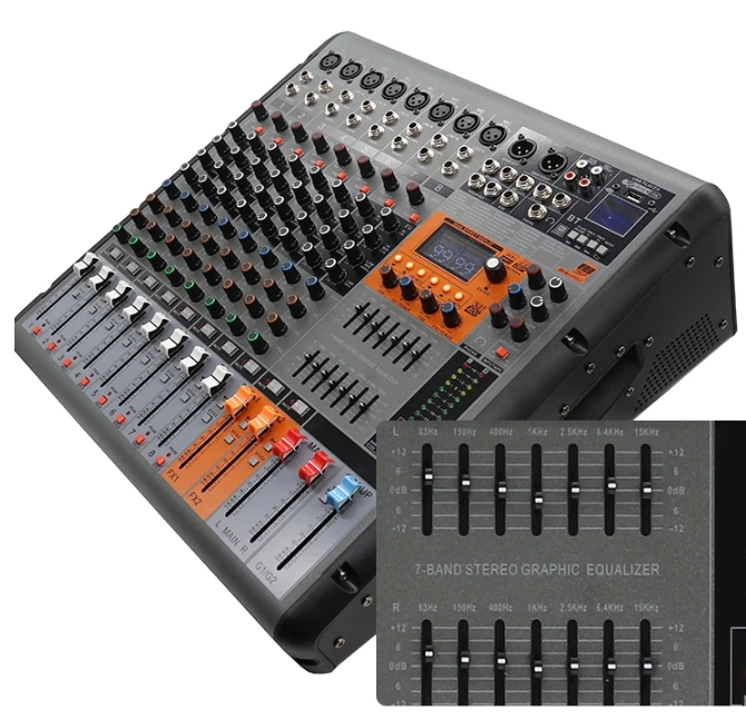 

PMMR8 8-Channel Power Audio Mixer Dual 99 DSP Effects USB Interface 650W Sound Console Video Lighting