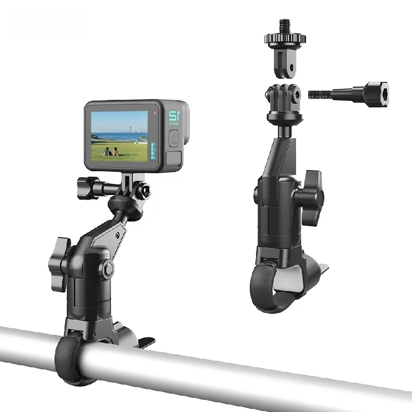 Camera Clamp Mount Bike Motorcycle Handlebar Holder, Pipes of any shape can all be installed 360 Ball Join for GoPro  DJI